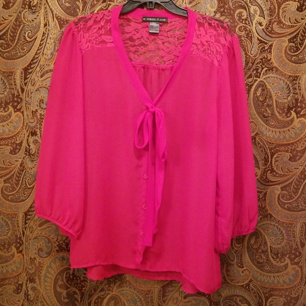 Sheer Tie Front Blouse